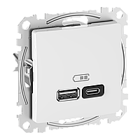 USB розетка A+C, 3 A, 45 Вт, Білий Sedna Design