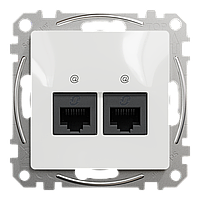 Розетка подвійна комп'ютерна RJ45 категорія 5E UTP Білий Sedna Design