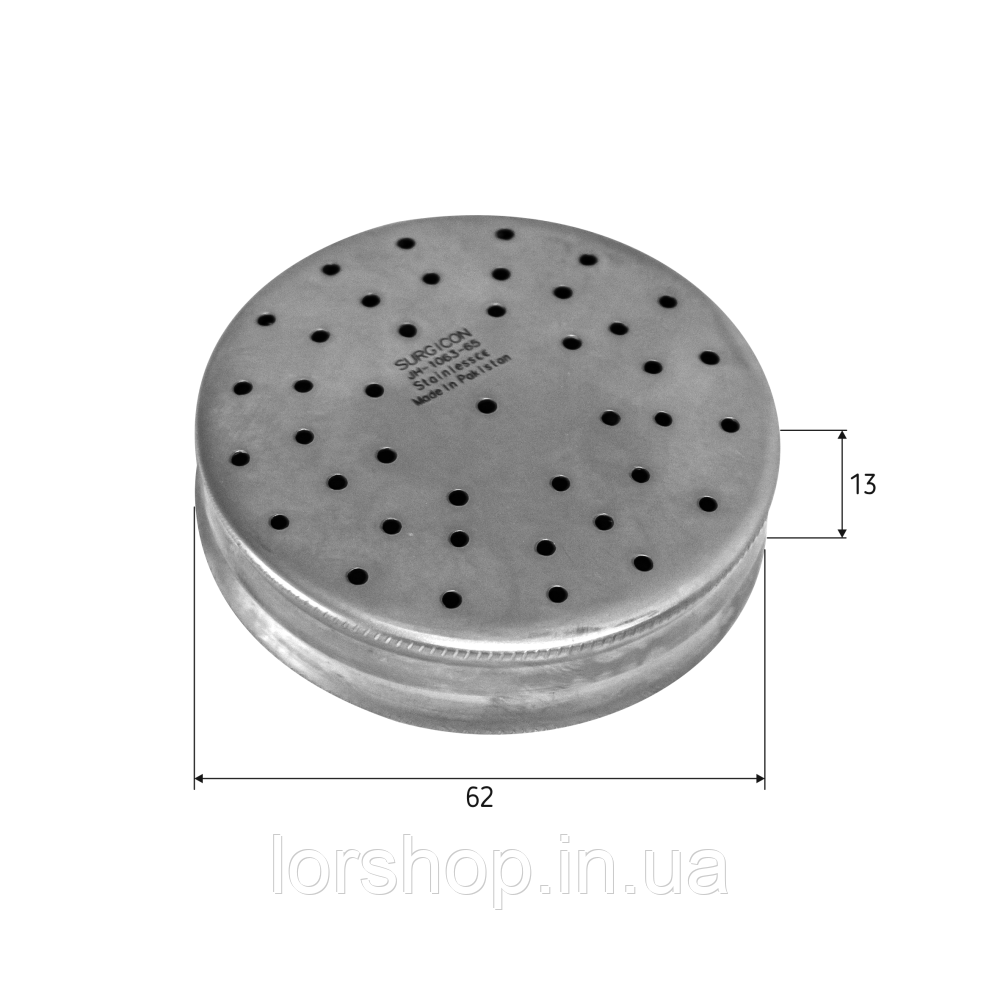 Коробка для стерилізації голок, діаметр=62мм, висота=13мм, перфорована, фото 1