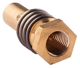 Розпилювач газу M8 з пружиною | Права різьба, коротка юбка, латунь ЛС59-1, для зварювального пальника MIG/MAG