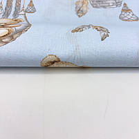 Польська бязь "Ведмедики в гойдалці з пір'ям на блакитному" 160 см, фото 3