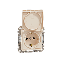Розетка з заземлення, зі шторками, та з кришкою IP44 Бежевий Sedna Design