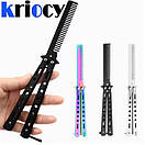 Складаний металевий гребінець-метелик BUTTERFLY з металу хамелеон, фото 8