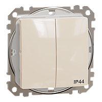 Двоклавішний вимикач IP44, 10А, Бежевий Sedna Design