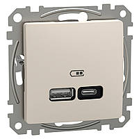 USB-розетка, Sedna Design&Elements, тип A+C, 3 A, 21 Вт, бежевий