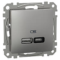 USB розетка, Sedna Design & Elements, тип A+C, 3 A, 21 Вт, алюміній