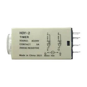 Реле часу, таймер H3Y-2/0-5с/220В/5А/на DIN-рейку