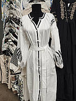 Платье женское белого цвета с черной вышивкой размер S, M, L
