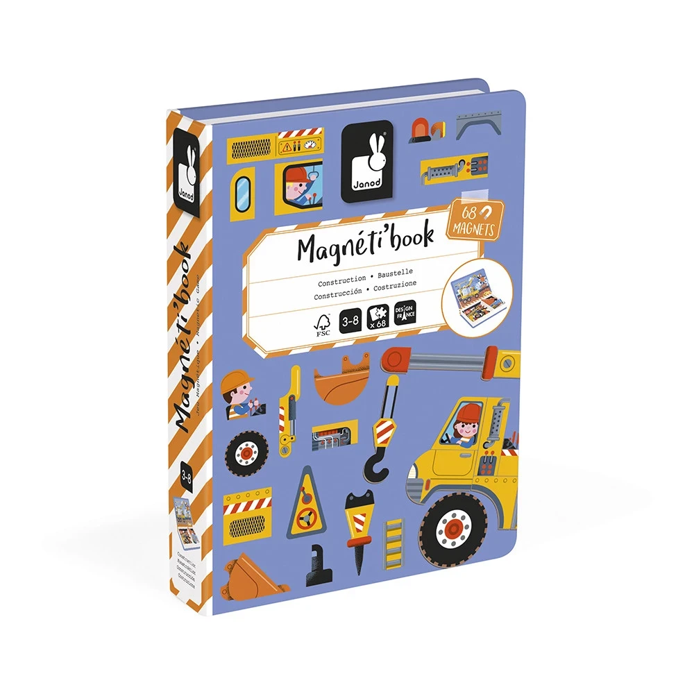 Магнітна навчальна книга Janod «Будівництво» 70 елементів (J02526)