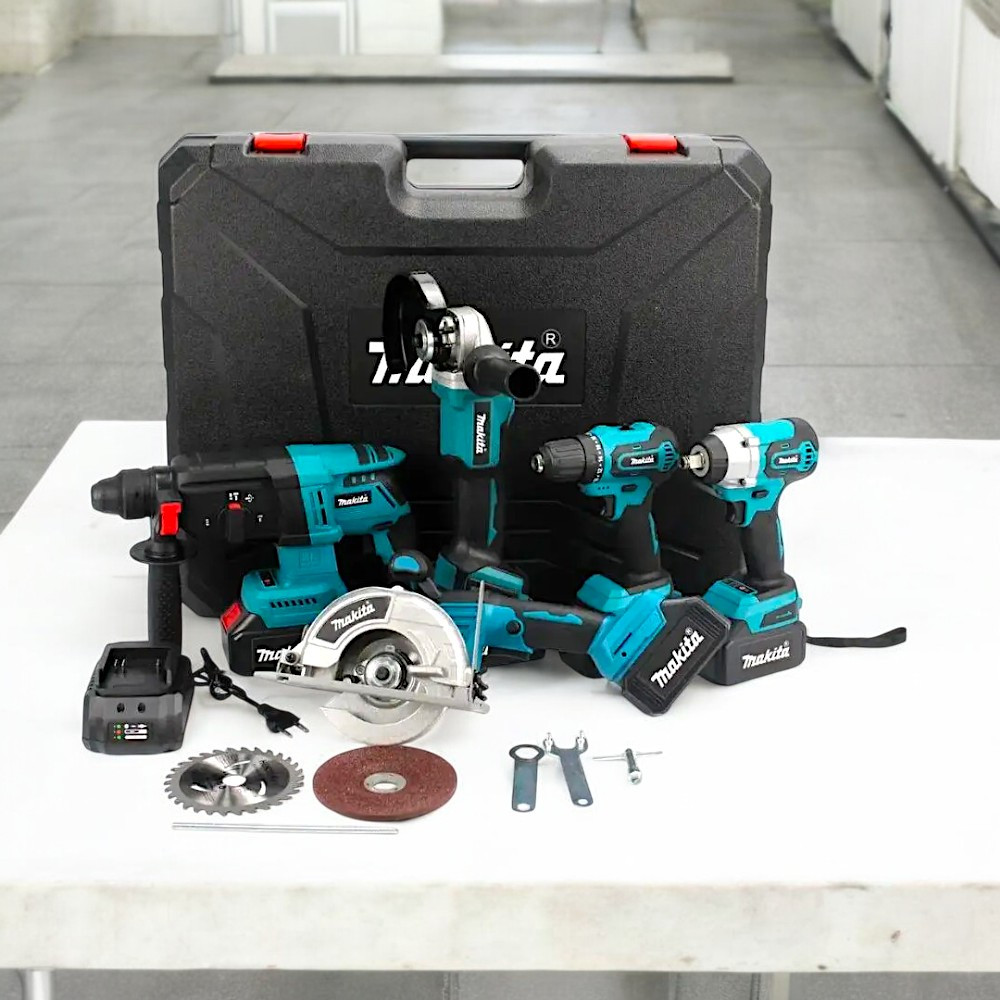 Набір акумуляторних інструментів 5 в 1 Makita 36V Дриль-шуруповерт Болгарка Перфоратор Гайковерт Циркулярка, фото 1