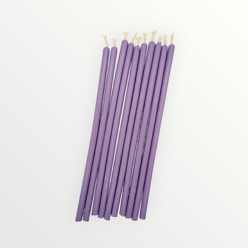 16 шт Бузкова воскова свічка 14 см. Код/Артикул