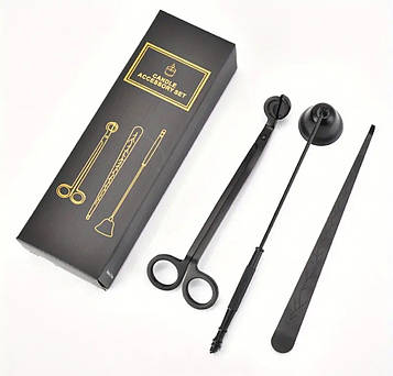 Набір аксесуарів для догляду за свічками та свічниками, черний Код/Артикул