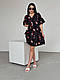 Жіноча стильна святкова літня повсякденна вільна сукня міні 42-46 софт у квіточку сарафан OS, фото 3