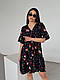 Жіноча стильна святкова літня повсякденна вільна сукня міні 42-46 софт у квіточку сарафан OS, фото 5