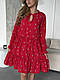 Жіноча стильна святкова літня повсякденна вільна сукня до коліна софт у квіточку сарафан OS, фото 3
