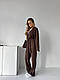 Жіночий стильний базовий прогулянковий костюм двійка рубчик кардиган кофта кімоно з поясом прямі штани палаццо OS, фото 2