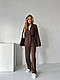 Жіночий стильний базовий прогулянковий костюм двійка рубчик кардиган кофта кімоно з поясом прямі штани палаццо OS, фото 7