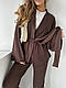 Жіночий стильний базовий прогулянковий костюм двійка рубчик кардиган кофта кімоно з поясом прямі штани палаццо OS, фото 9