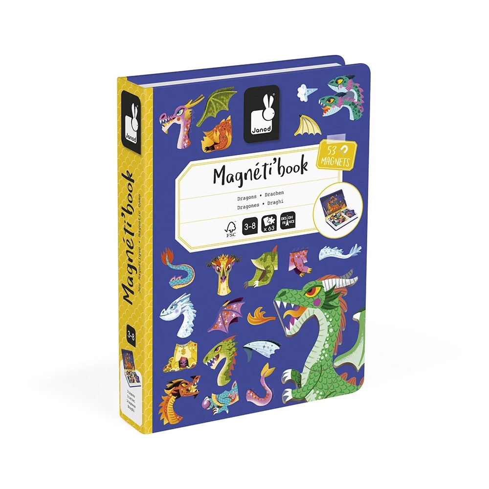 Магнітна навчальна книга Janod «Дракони» 53 елементи (J02527)