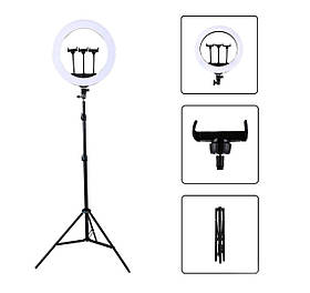 Кільцева LED лампа QX-360 на 20 Вт. (36см.), зі штативомта кріпленнями для телефону, на USB