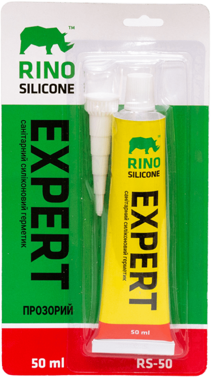 Санитарный силиконовый герметик Rino EXPERT RS-50 (Прозрачный), 50 мл