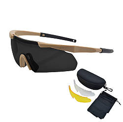 Захисні тактичні сонцезахисні окуляри Solve Койот з 3 посиленими змінними лінзами