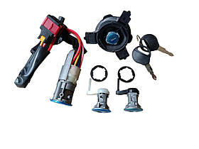 Комплект замків 4 шт Peugeot 206 замок запалювання в зборі на 3 фішки  + 2 личинки в двері + пробка