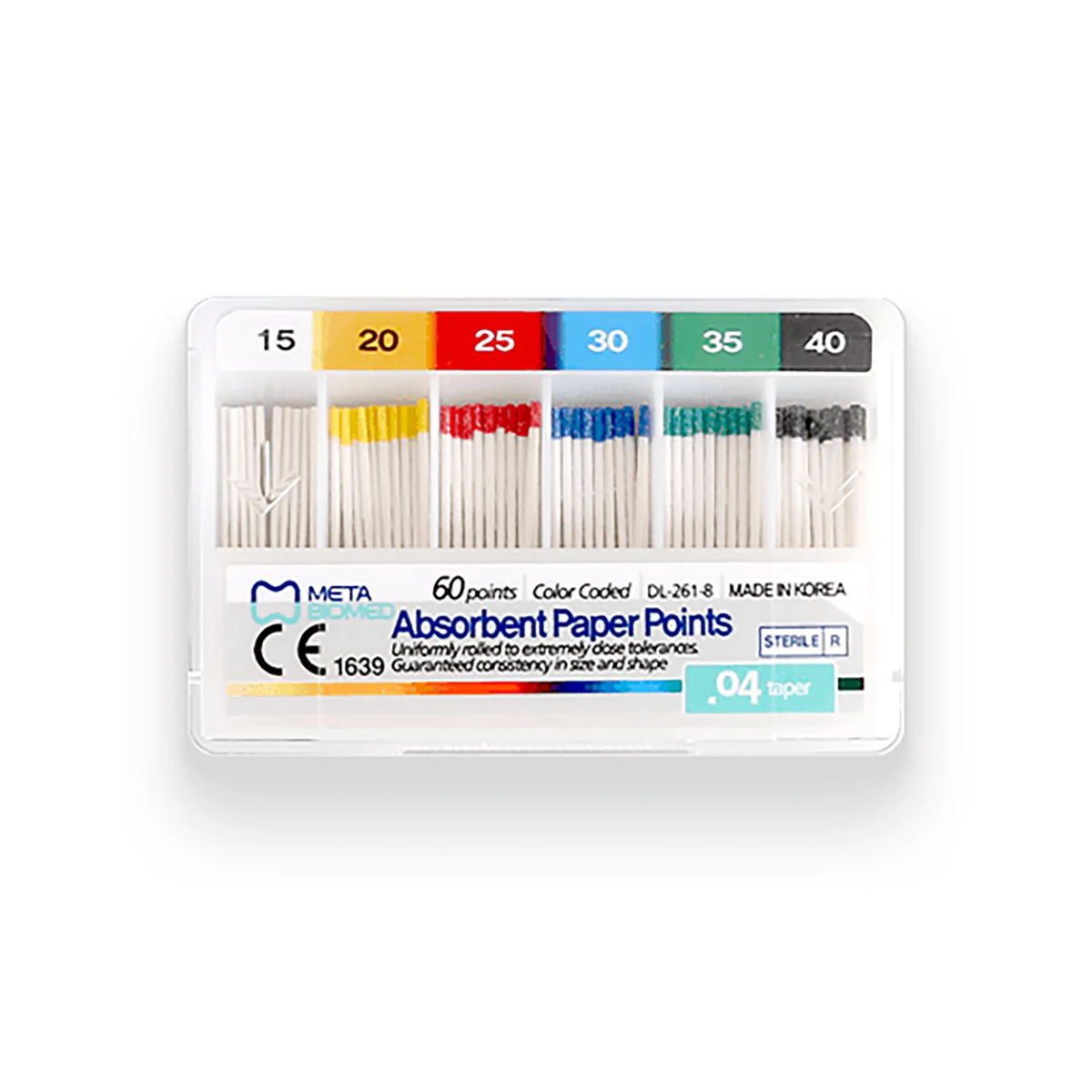 Meta Biomed Absorbent Paper Points, Мета Біомед Паперові штифти 04 №50, 60шт
