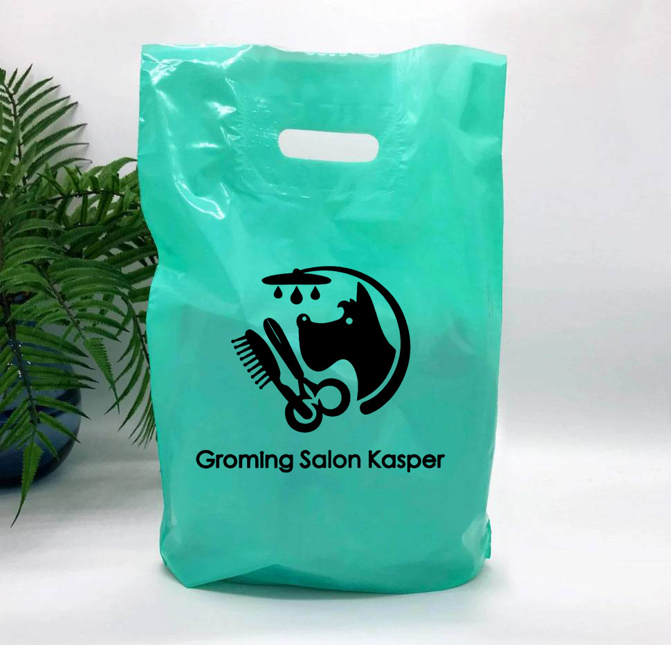 Пакети з прорубними ручками салатові та бірюзові 30х40 см до 5 кг Пакет фасувальний з логотипом компанії, фото 1