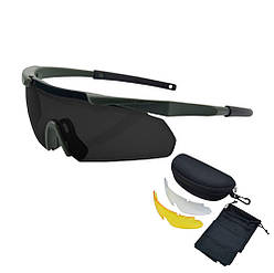 Захисні тактичні сонцезахисні окуляри Solve Олива з 3 посиленими змінними лінзами