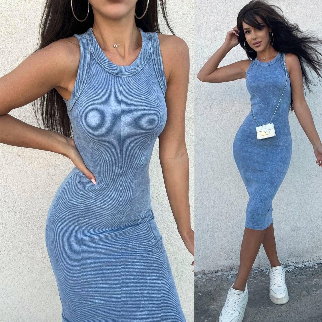 Трикотажне плаття майка варьонка міді облягаюче без рукава (р. 42-44) 9PL5708, фото 1