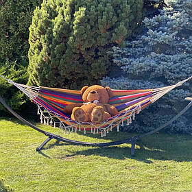 Гамак різнокольоровий з карабіном BALI XL одномісний 200х100 WCG (БЕЗ КАРКАСА). Бавовна