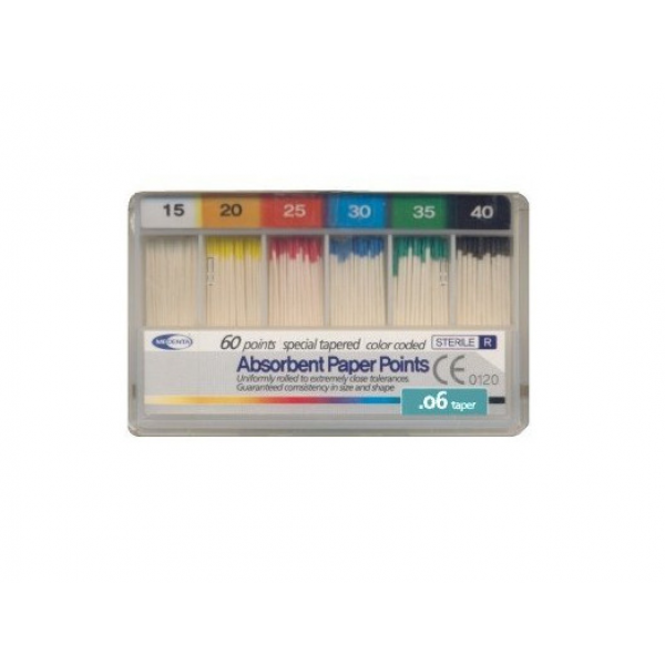 Meta Biomed Absorbent Paper Points, Мета Біомед Паперові штифти 06 №15-40, 60шт, фото 1