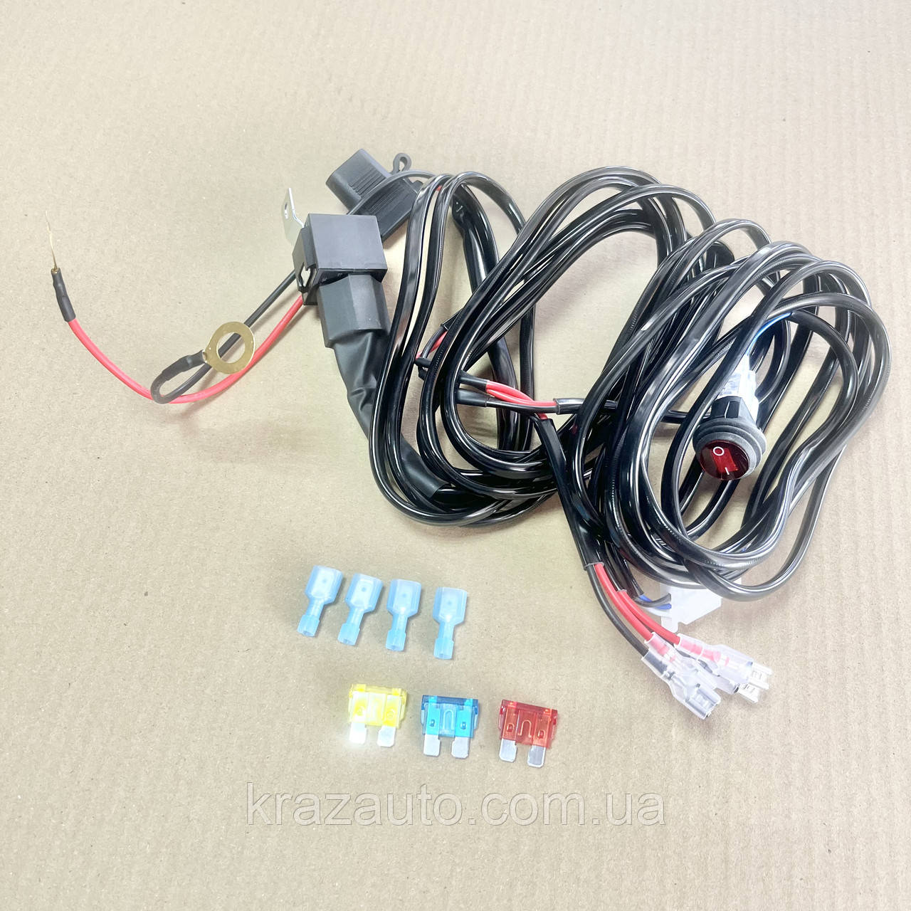 Дріт для будь-яких led фар і led bar у зборі 0-30A 3 м кабель перемикач/реле запобіжники. DTL-2085, фото 1