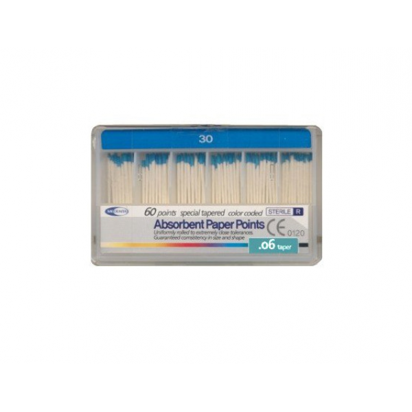 Meta Biomed Absorbent Paper Points, Мета Біомед Паперові штифти 06 №30, 60шт