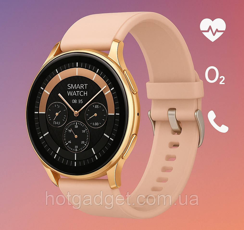 Смарт годинник жіночий Lemfo CY29 Gold (дзвінки, пульсоксиметр) AMOLED екран