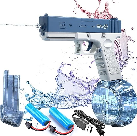 Електричний водяний пістолет, водяний бластер Glock рожевий для дітей і дорослих