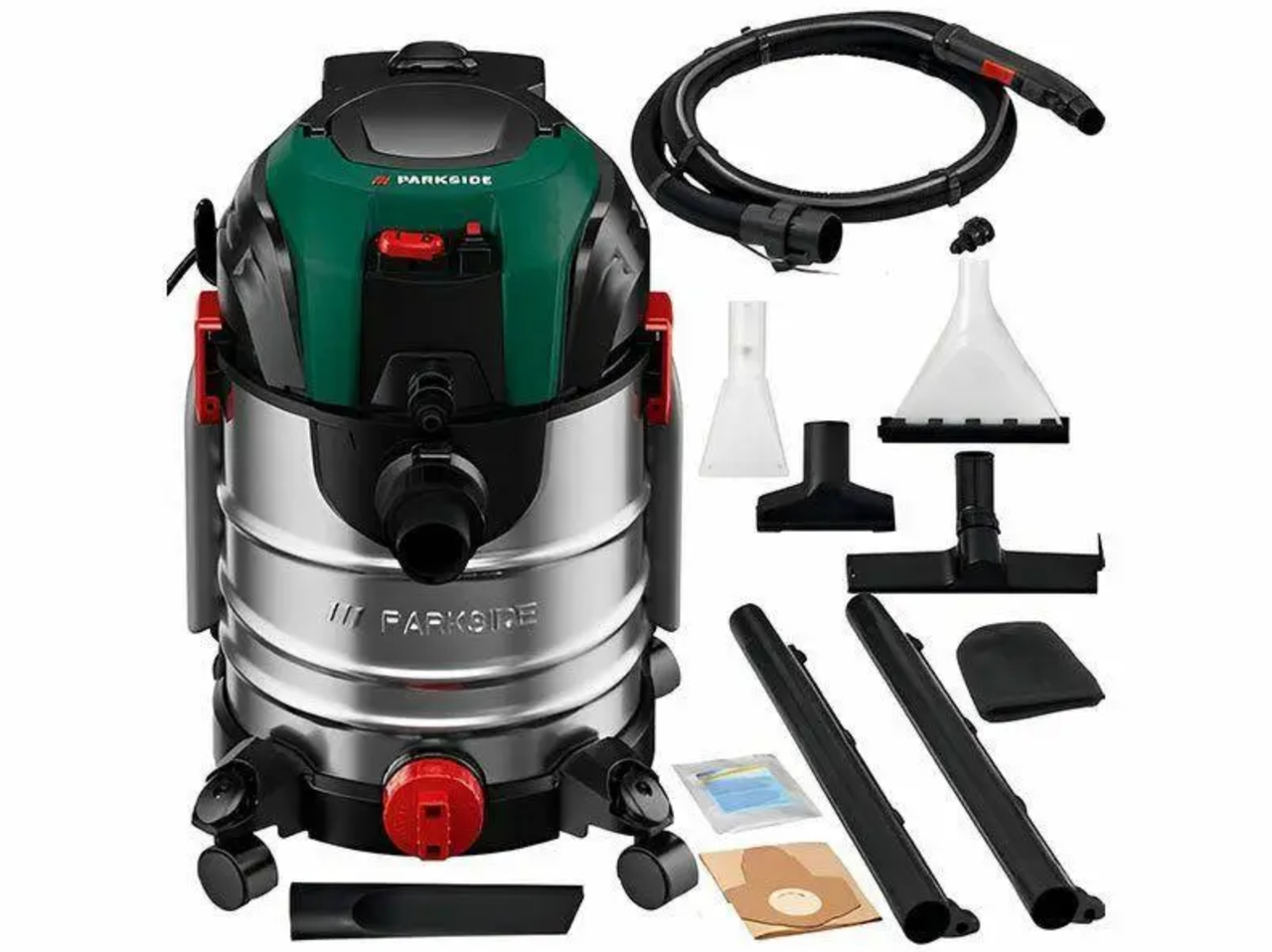 Пилосос миючий, промисловий пилосмок Parkside PWS 20 C2 20L нержавіюча сталь