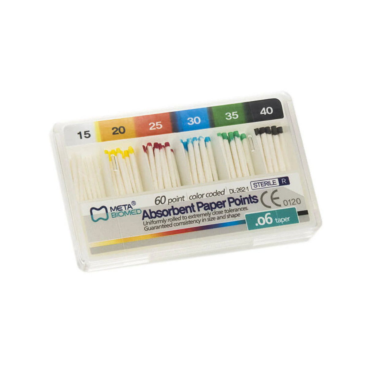 Meta Biomed Absorbent Paper Points, Мета Біомед Паперові штифти 06 №40, 60шт, фото 1