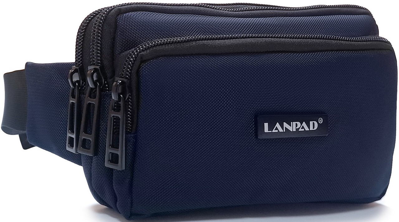 Чоловіча поясна сумка на пояс бананка синя крос боді тканинна слінг crossbody на блискавці Lanpad 35007