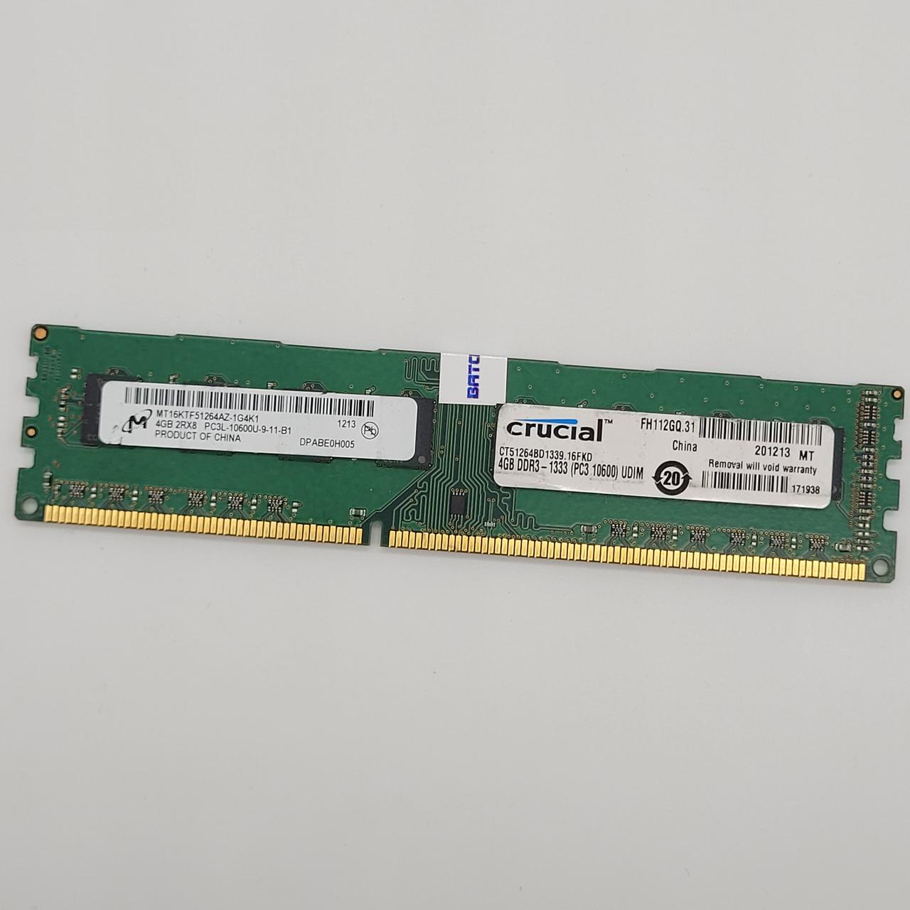 Оперативна пам'ять Micron DDR3 4Gb 1333MHz PC3l-10600U 2R8 CL9 (MT16JTF51264AZ-1G4K1) Б/В