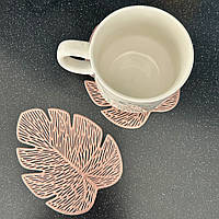 Підставка під чашку Лист Монстери 1 шт (рожеве золото)