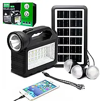 Ліхтар портативна сонячна станція для зарядки з повербанком та 3 лампочками GD 101 / Акумуляторний ліхтарик