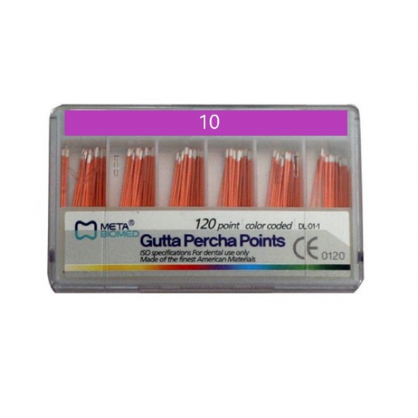 Meta Biomed Gutta Percha Points, Мета Біомед Гутаперчеві штифти 02 №10, 120шт