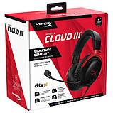 Гарнітура ігрова — геймерські навушники HyperX Cloud III 3.5 mm (727A9AA) чорні червоні, фото 4