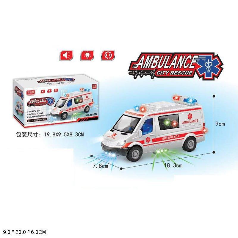 Машина 4688B швидка допомога на батарейках зі світлом та звуком, фото 1