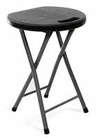 Складана табуретка чорна пластикова Літл для кухні вулиці, пікніка, туризму, риболовлі Мікс Мебель