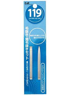 Kai Набір 2х прямих пінцетів для брів, KF1015