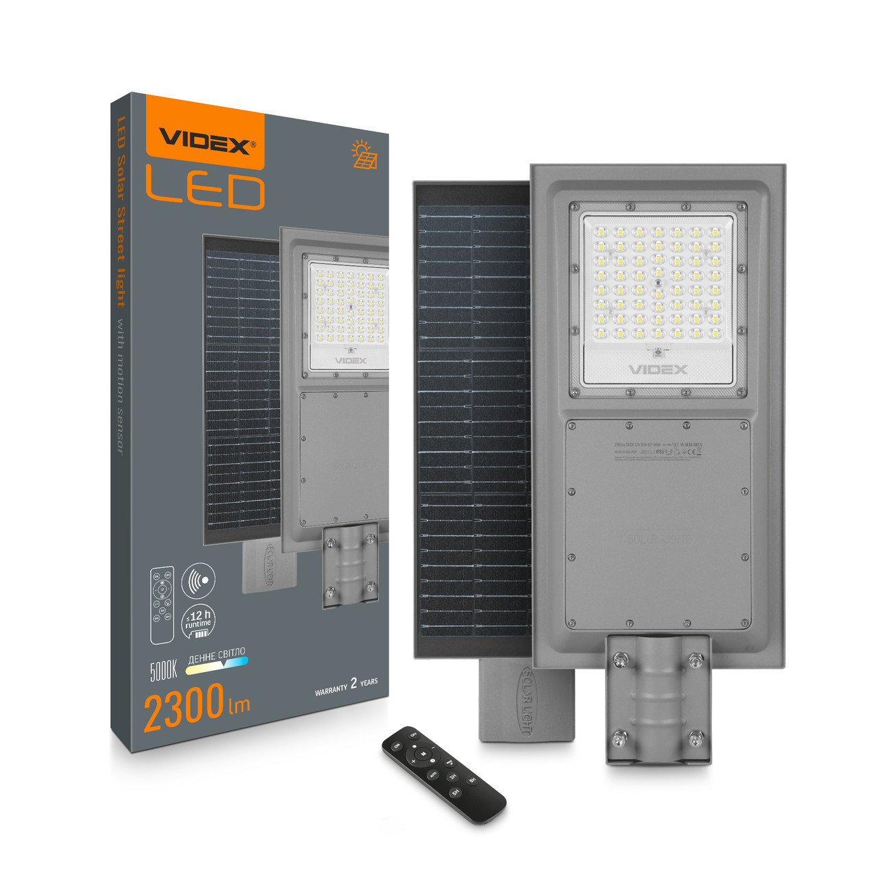 Автономний світлодіодний LED прожектор VIDEX з сонячною панеллю |2300 Lm, 5000K, 3.2V| Сірий (VL-SLSO-082-S)