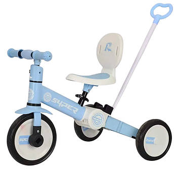 Велосипед-трансформер біговів з батьківською ручкою (колеса PU) PB112 Блакитний